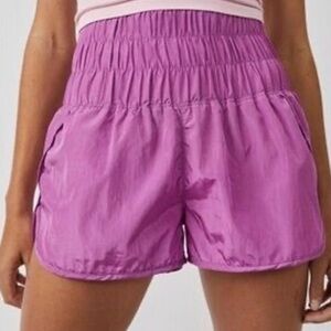 Free People Movement High-Waist Elastic Purple Workout Shorts, Size Small